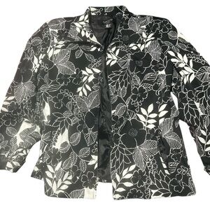 Floral Black and White Women's Jacket